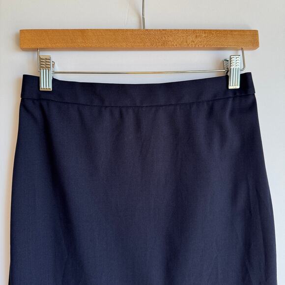 J Crew 365 Italian Wool Office Siren Skirt Sz 00 Navy Blue Professional Career - Picture 2 of 16